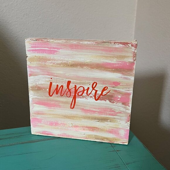 INSPIRE Wood sign decor, Vintage farmhouse wood sign, One of a kind artwork - Picture 1 of 11